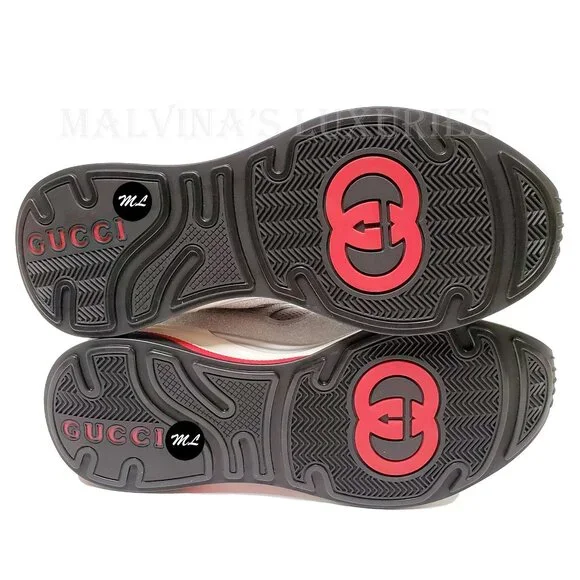 GUCCI SNEAKERS MENS ULTRAPACE SILVER LEATHER SHOES w LOGO